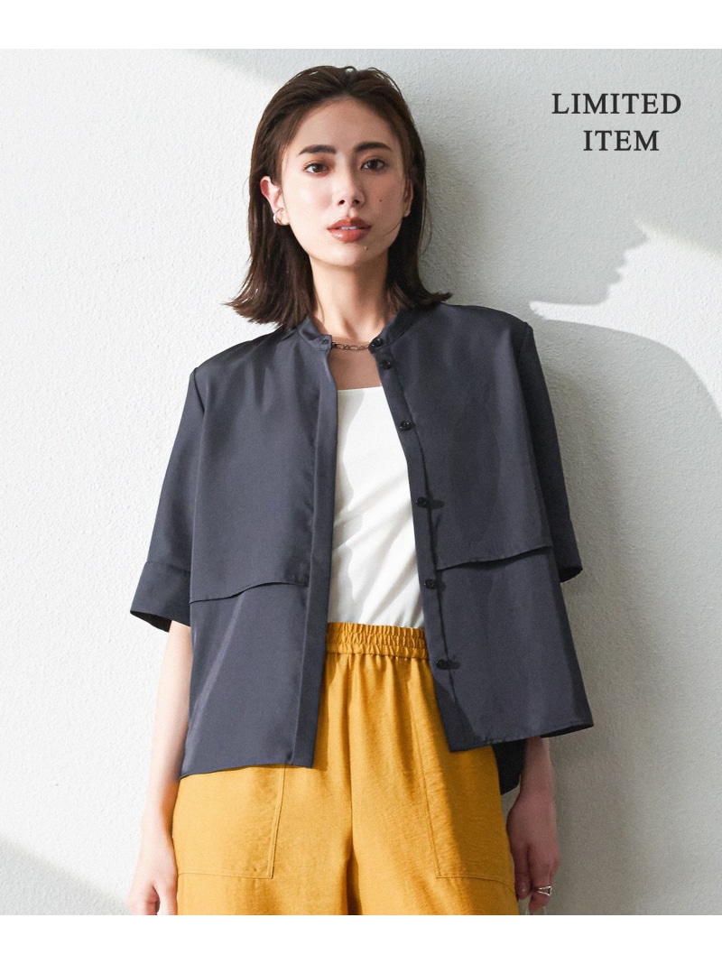 【SALE／30%OFF】【WEB限定・接触冷感・速乾・洗える】シルキーツイル 半袖クロップドシャツ ICB アイシービー トップス シャツ・ブラウス グレー ネイビー ブルー ホワイト【RBA_E】【送料無料】[ Fashion]