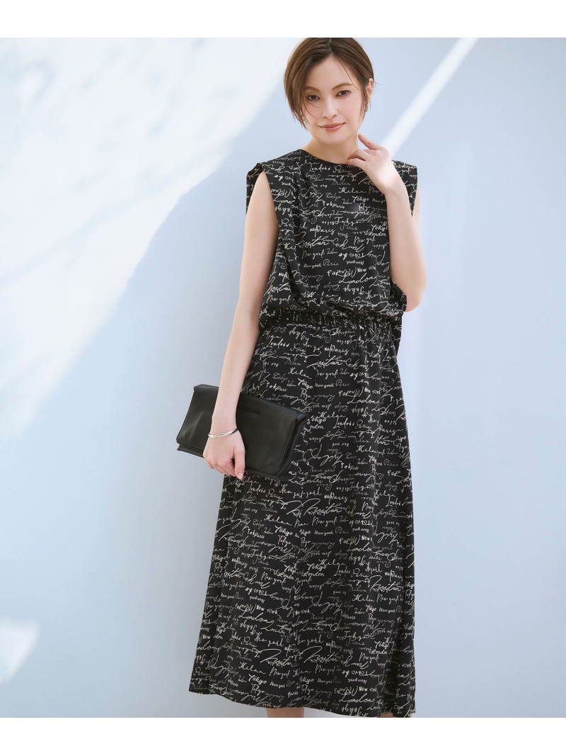 【SALE／20%OFF】【30th ANNIVERSARY】5cityプリント ノースリーブワンピース ICB アイシービー ワンピース・ドレス ワンピース ブラック【RBA_E】【送料無料】[ Fashion]｜ICB