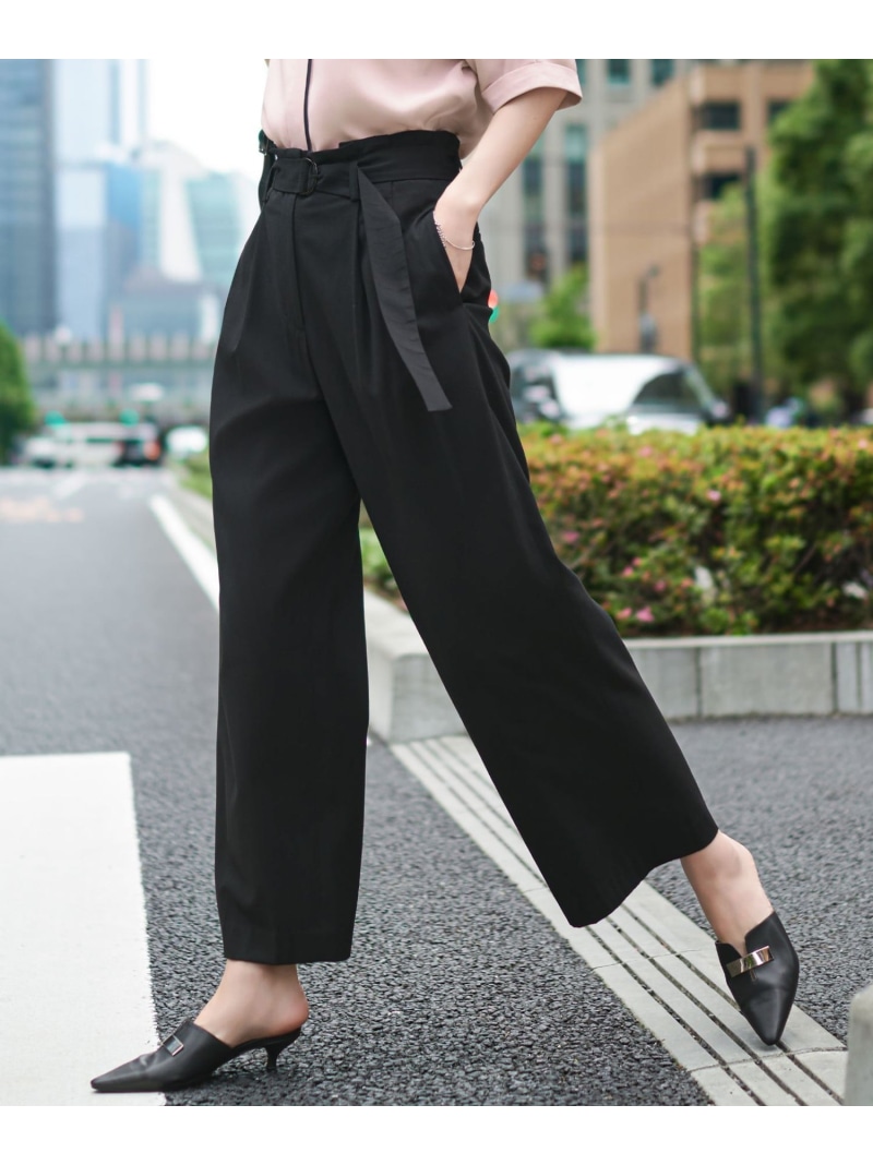 【SALE／40%OFF】【接触冷感・UVカット・洗える】 T/Rドライリネン ワイドストレートパンツ ICB アイシービー パンツ その他のパンツ ブラック レッド ベージュ【RBA_E】【送料無料】[ Fashion]｜ICB