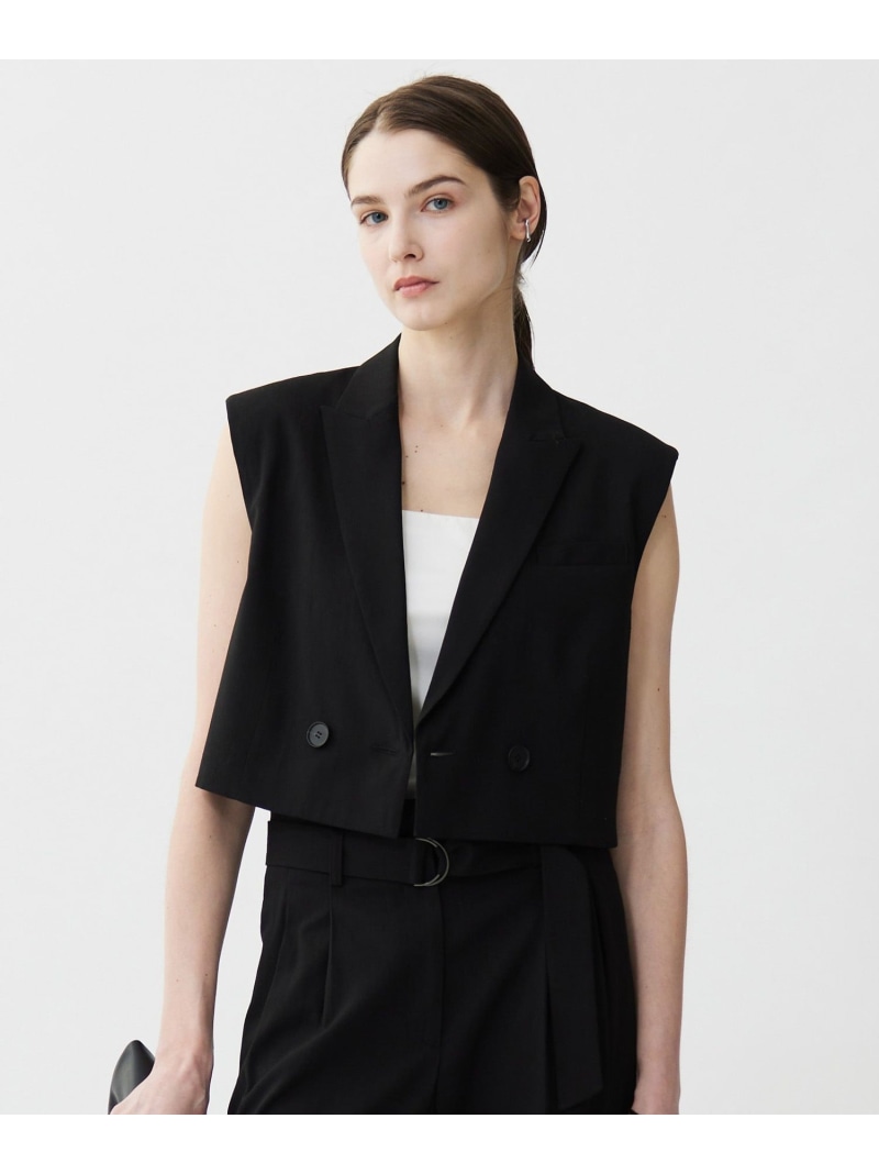 【SALE／30%OFF】【接触冷感・UVカット・洗える】 T/Rドライリネン ショートジレ ICB アイシービー トップス ベスト・ジレ ブラック ベージュ【RBA_E】【送料無料】[ Fashion]
