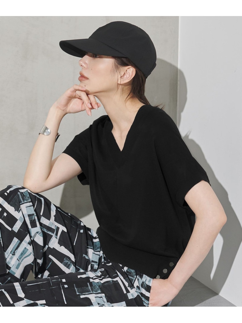 クリアレーヨンストレッチライト フレンチスリーブニット ICB アイシービー トップス ニット ブルー ブラック【送料無料】[ Fashion]｜ICB