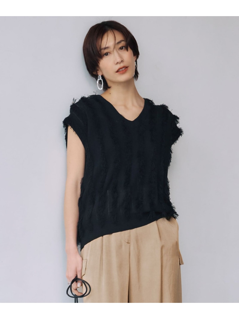 【SALE／40%OFF】【洗える】カットジャガード Vネックニット ICB L アイシービー トップス ニット ホワイト ブラック【RBA_E】【送料無料】[ Fashion]｜ICB