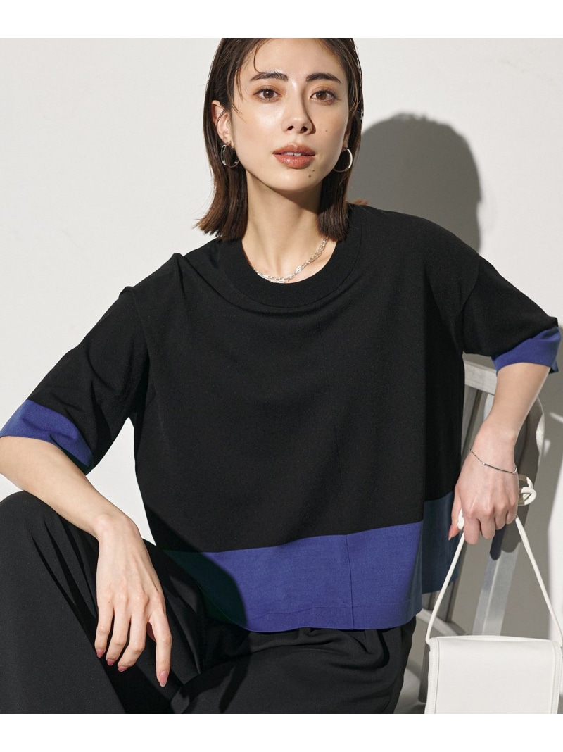 VIS/NYハイゲージ バイカラーニットT ICB アイシービー トップス ニット ブラック【送料無料】[ Fashion]