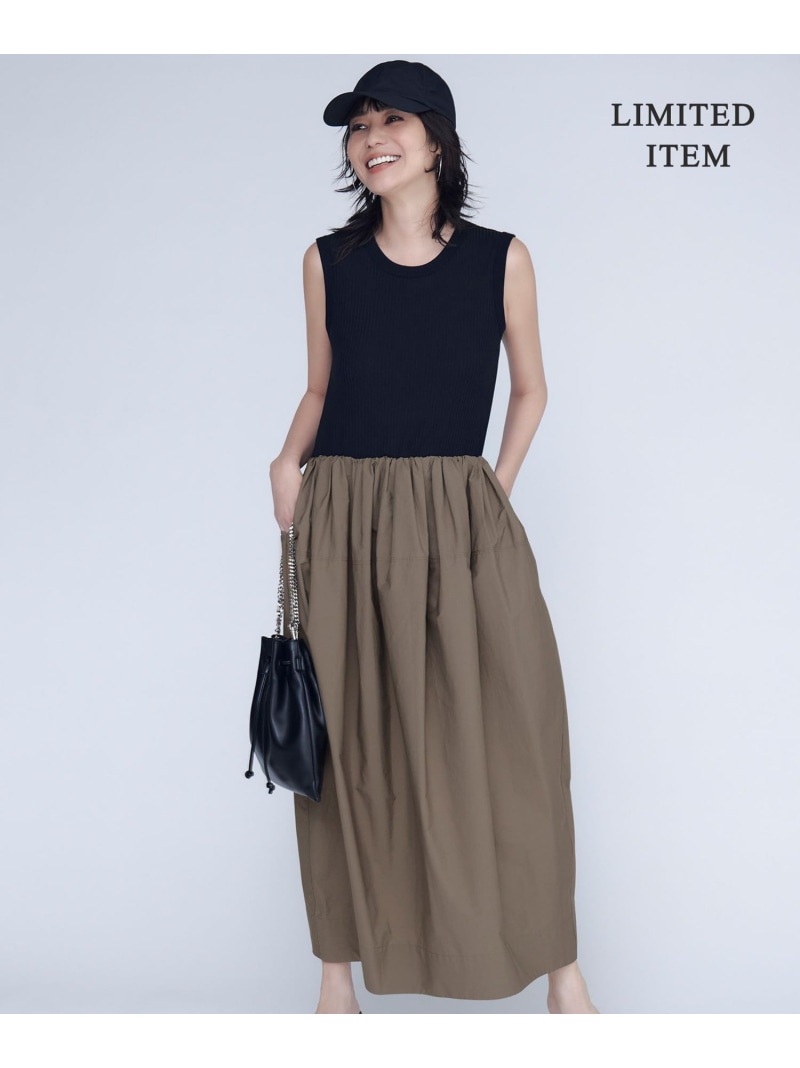 【SALE／40%OFF】【WEB限定・洗える】 リブコンビタイプライター ワンピース ICB L アイシービー ワンピース・ドレス ワンピース カーキグリーン ブラック ネイビー【RBA_E】【送料無料】[ Fashion]