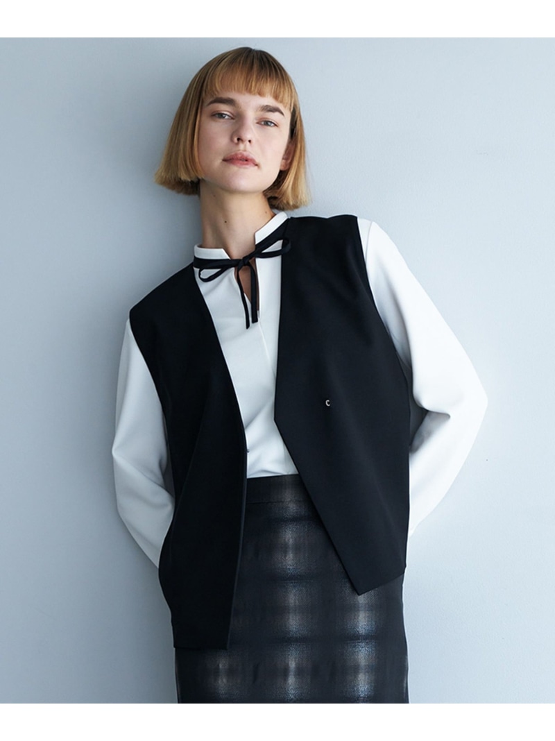 【SALE／30%OFF】【UV撥ね除ける・洗える】絨毛2WAY伸ばすこと Vのど首限りない ICB L アイシービー トップス 限りない・ジレ 黒いこと【RBA_E】【貨物輸送無料】[ Fashion] レディースファッション-トップス-ベスト・ジレ