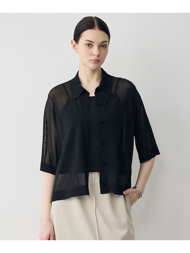 シアーシャツカーディガン ICB アイシービー トップス 編み物 白いこと 黒いこと【貨物輸送無料】[ Fashion]