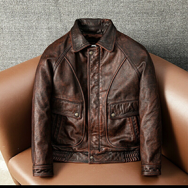 【S-5XL】大きいサイズ牛革100%ジャケット アメカジ　レザージャケット 上品　本革 高級　牛革　ユーズド加工　ライダースジャケット 革ジャンアメカジ　レザージャケット 上品　本革 高級　牛革　ユーズド加工　ライダースジャケット 革ジャン