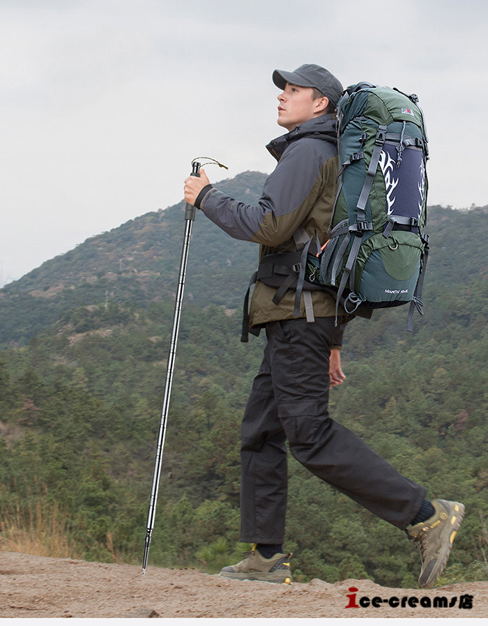 楽天市場 多機能 トレッキングポール 登山ストック アルミ製 アウトドア 登山杖 自救サバイバル 山登り ストック 高強度 超軽量 山菜掘り 野外冒険 自救 防衛 適用 Ice Cream