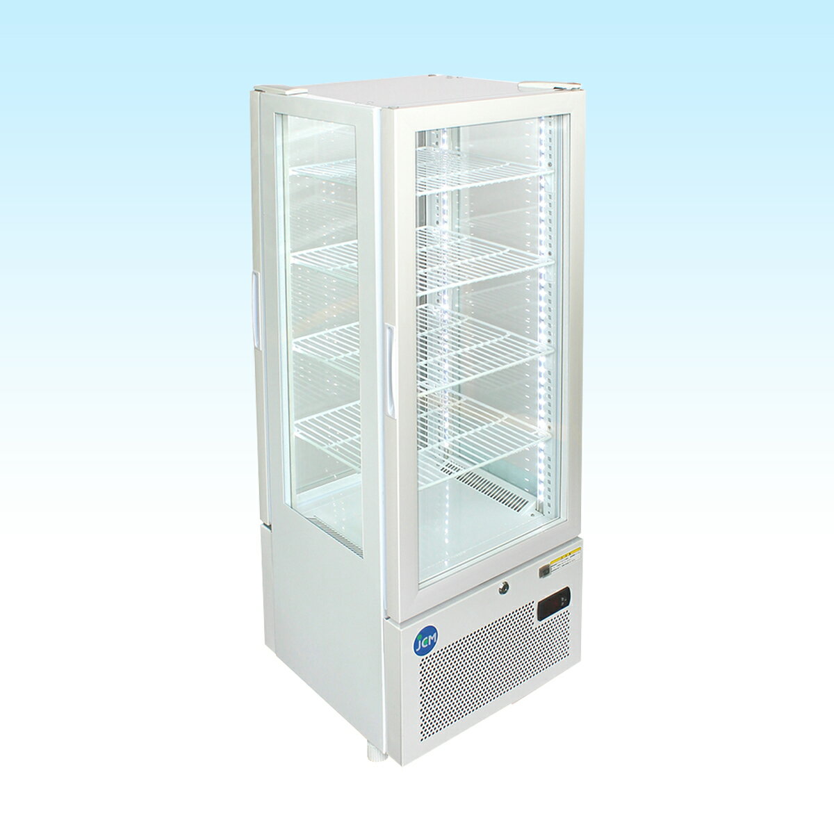 【楽天市場】JCM社製 業務用 保冷庫 冷蔵庫 103L 4面 ガラス 冷蔵 ショーケース (両面扉) JCMS103W 新品：いろコレ