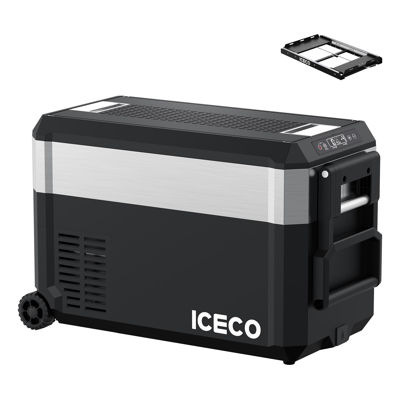 【スライドレール付き】ICECO JP40ProD ポータブル冷蔵庫+スライドレール セット 40L -20℃～20℃ 5年品質保証 急速冷凍 2室独立温度制御 車載冷蔵庫 アプリ制御 静音 3WAY電源対応 DC12V/24V AC100V 家 車中泊 アウトドア キャンプ 防災避難
