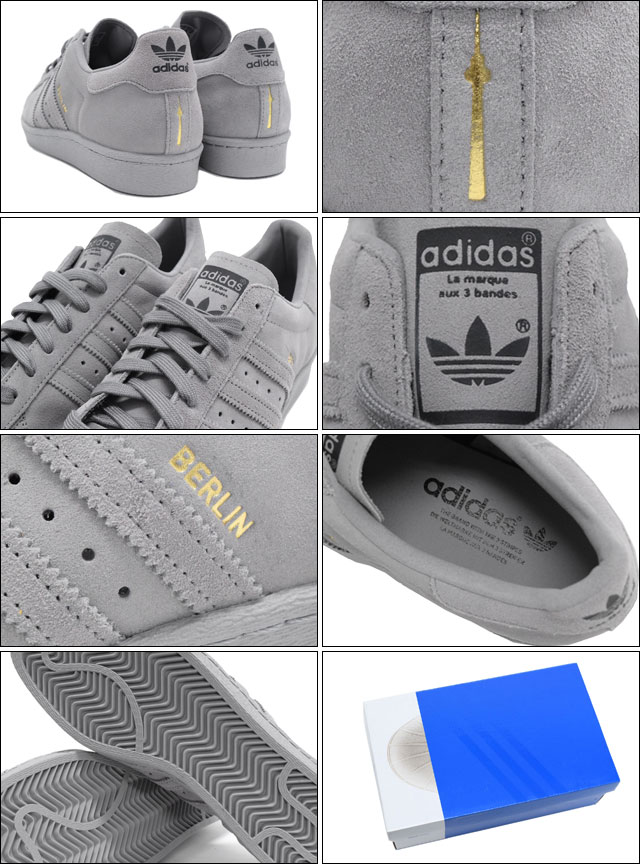 adidas men's superstar 80s city series berlin-grey/gold