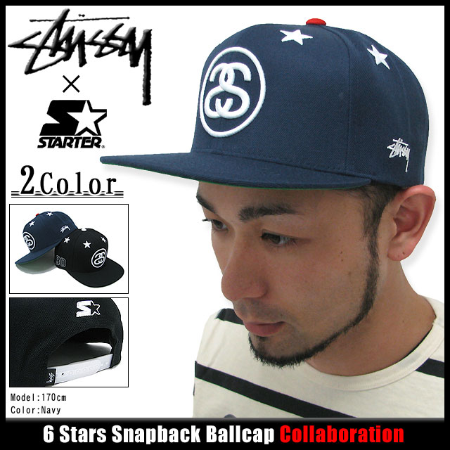 【楽天市場】ステューシー STUSSY×STARTER キャップ 6 Stars Snapback キャップ コラボ(stussy cap 帽子 スナップバック スターター Wネーム メンズ