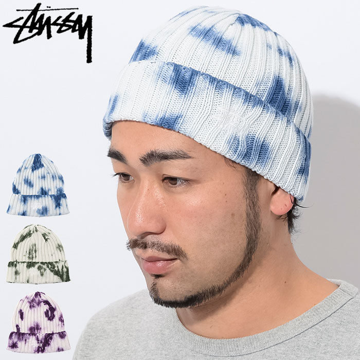 90's Old stussy ニット帽 ニットキャップ ビーニー ボンボン