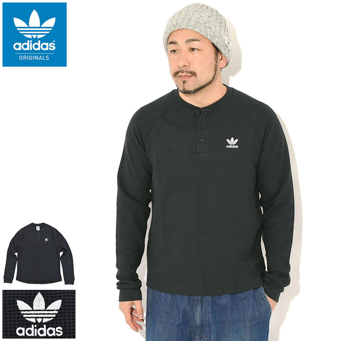 アディダス adidas カットソー 長袖 メンズ トレフォイル エッセンシャルズ ヘンリー オリジナルス ( adidas Trefoil Essentials L/S Henley Originals ティーシャツ T-SHIRTS ロング ロンティー 長袖Tシャツ トップス メンズ 男性用 JW1050 )