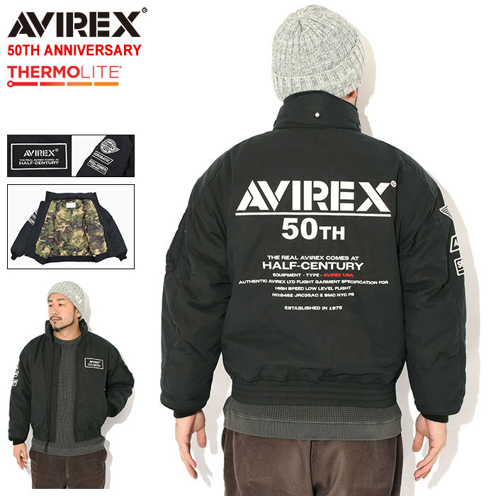 【ポイント10倍】アビレックス AVIREX ジャケット メンズ 50th エディション ナイロン スタンド ブルゾン ( 50th Edition Nylon Stand Blouson JKT 50周年記念 中綿 保温 暖かい あったか 防寒 フライトジャケット JACKET アウター アヴィレックス アメカジ 7835252024 )
