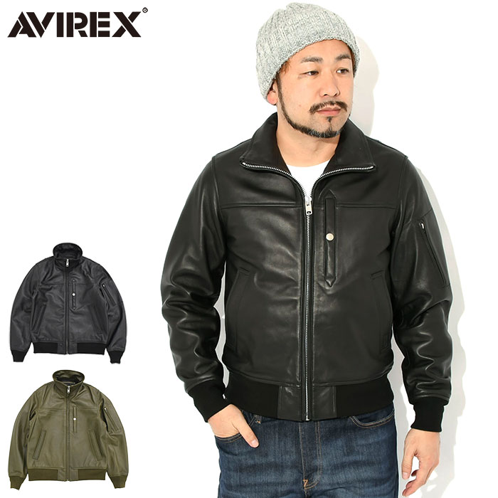【ポイント10倍】アビレックス AVIREX ジャケット メンズ スタンド エムエーワン モッド ( AVIREX Stand MA-1 Mod JKT レザージャケット 革ジャン 羊革 Leather JACKET アウター アヴィレックス 7835950023 )