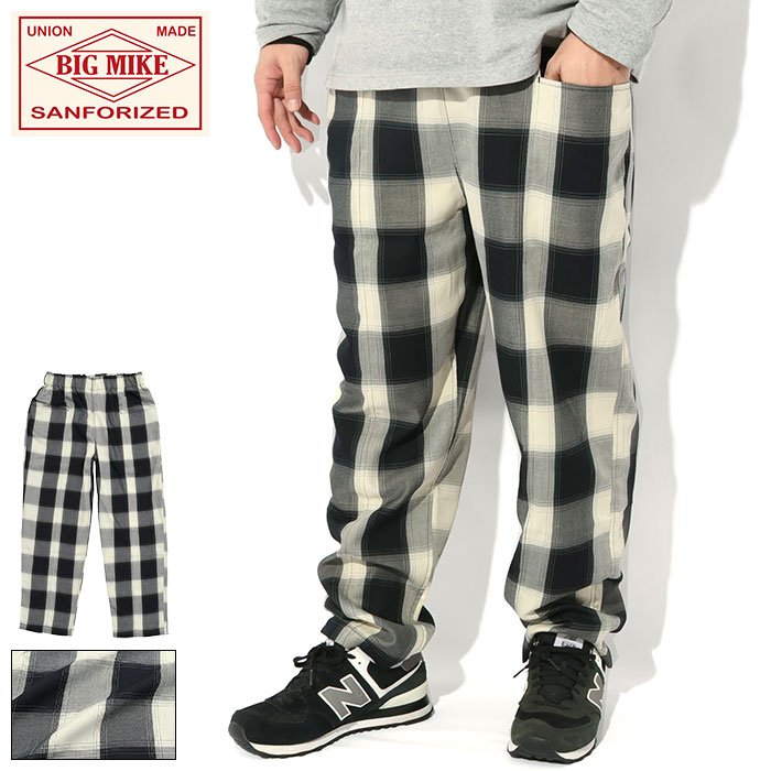 ビッグマイク BIG MIKE パンツ メンズ レーヨン ミックス オンブレ ホワイト チェック イージーパンツ ( BIG MIKE Rayon Mix Ombre White Check Easy Pant ボトムス メンズ 男性用 BIGMIKE ビッグ マイク アメカジ 102517601 ) ice field icefield