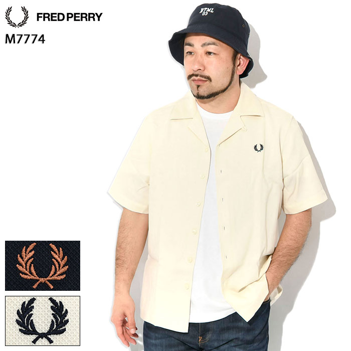 FRED PERRY 半袖シャツ　サイズ10 クリーム FRED PERRY フレッドペリー M7774 メンズ 半袖シャツ オープン