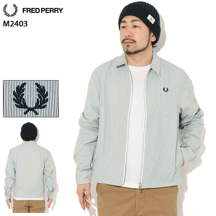 フレッドペリー FRED PERRY ジャケット メンズ ストライプド シアサッカー ジップ スルー オーバーシャツ ( FREDPERRY M2403 Striped Seersucker Zip Through Overshirt JKT シャツジャケット JACKET アウター ジャンパー・ブルゾン フレッド ペリー フレッド・ペリー )｜ice field（アイスフィールド）