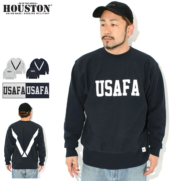 ヒューストン HOUSTON トレーナー メンズ USAFA プリント U.S. コットン R/V スウェット ( HOUSTON USAFA Print U.S. Cotton R/V Sweat 保温 暖かい あったか 裏起毛 トレナー トレイナー トップス アメカジ 22369 )｜ice field（アイスフィールド）