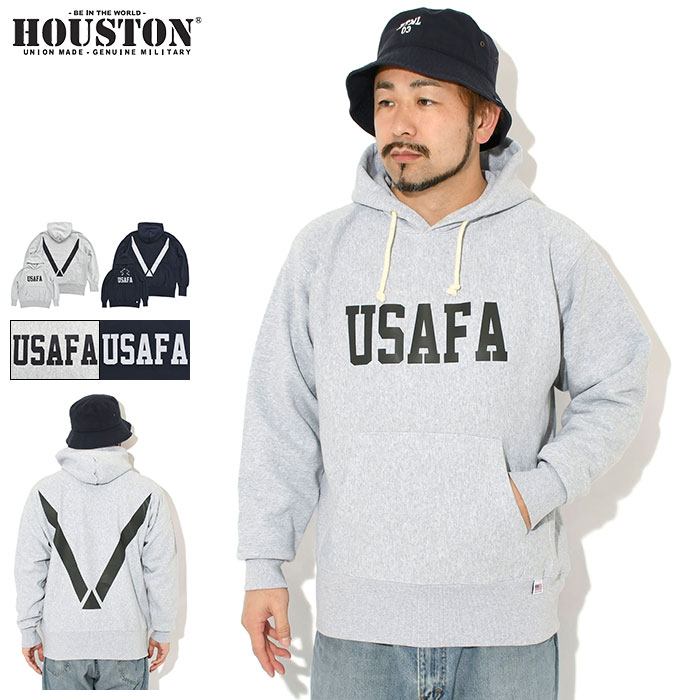 ヒューストン HOUSTON パーカー プルオーバー メンズ USAFA プリント U.S. コットン R/V ( USAFA Print U.S. Cotton R/V Hoodie 保温 暖かい あったか 裏起毛 フード フーディ スウェット トップス アメカジ 22370 )|ice field(アイスフィールド)