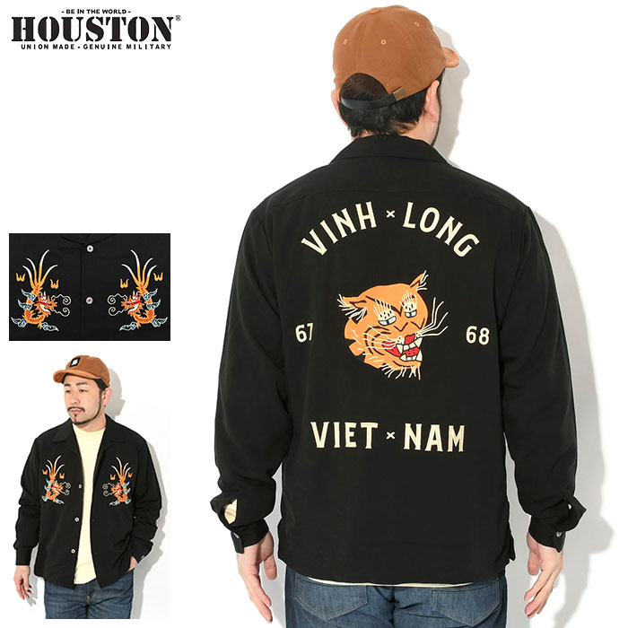 ヒューストン HOUSTON シャツ 長袖 メンズ タイガー スーベニア ( HOUSTON Tiger Souvenir L/S Shirt オープンカラー カジュアルシャツ トップス アメカジ 41163 ) ice field icefield