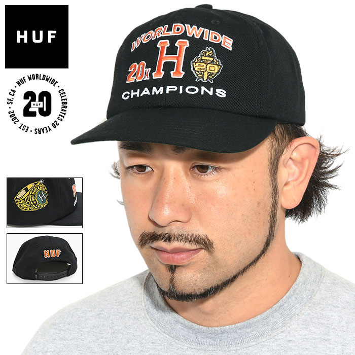 HUF 花刺繍 黒キャップ ハフ HUF キャップ HT00544 ESSENTIALS メンズ レディース 帽子