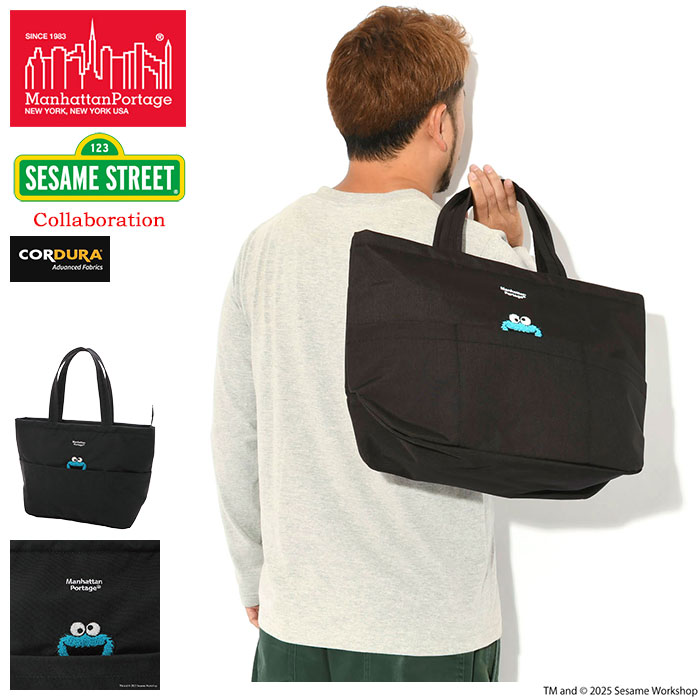 【ポイント10倍】マンハッタンポーテージ Manhattan Portage トートバッグ セサミストリート トンプキンス 500D コーデュラ コラボ ( SESAME STREET Tompkins Tote Bag 500D Cordura MP1336Z-SST クッキーモンスター メンズ レディース ユニセックス 男女兼用 )