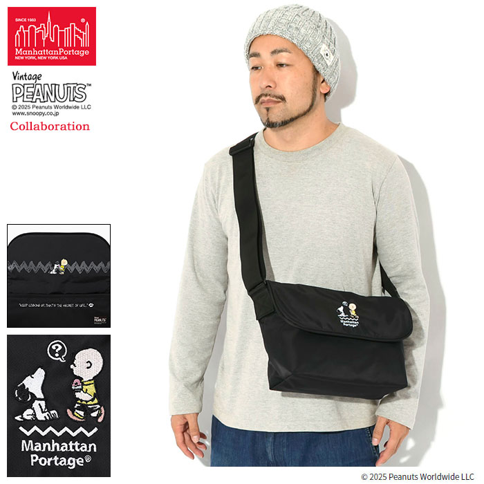 【ポイント10倍】マンハッタンポーテージ Manhattan Portage メッセンジャーバッグ ピーナッツ 25FW カジュアル スリム BP W/DIV MGNT コラボ ( PEANUTS 25FW Casual Messenger Bag Slim BP W/DIV MGNT MP1605JRSBPDPNS25 メンズ レディース ユニセックス 男女兼用 )