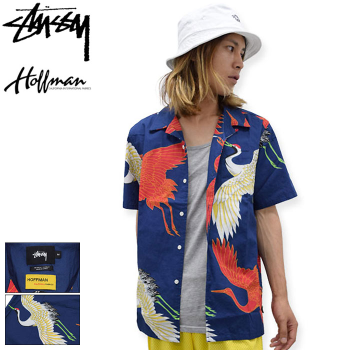 【アウトレット(不良箇所あり)】ステューシー STUSSY シャツ 半袖 メンズ Cranes ( stussy shirt カジュアルシャツ トップス Hoffman California Fabrics 別注 Ｗネーム 鶴 メンズ・男性用 111800 ストゥーシー スチューシー ) 8,360円