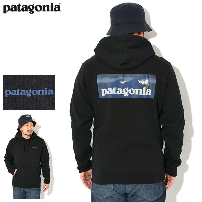 パタゴニア プリント スウェット フード パーカー メンズ M / 19年製 Patagonia トレーナー プルオーバー ストレッチ アウトドア 裏起毛 灰 main image 1