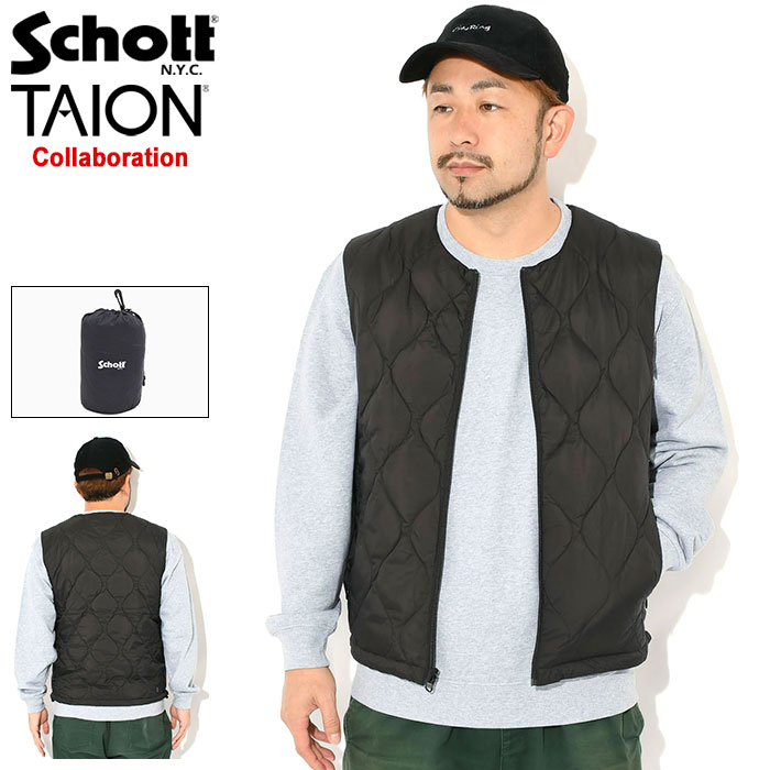 【ポイント10倍】ショット Schott ジャケット メンズ タイオン インナー ダウン ベスト コラボ ( Schott×TAION Inner Down Vest 保温 暖かい あったか 防寒 インナーダウン ダウンベスト ダウンジャケット JACKET JAKET アウター ジャンパー・ブルゾン 7825253002 )