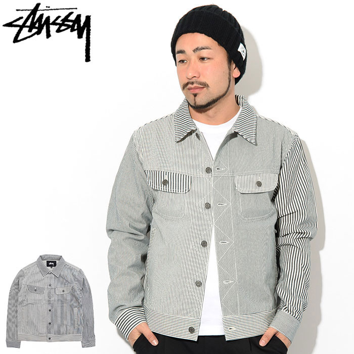 おすすめ Jaket Jacket ストライプ ヒッコリー Jkt Stussy Trucker Stripe Mixed メンズ ジャケット Stussy ステューシー アウター Icefield Field Ice スチューシー ストゥーシー 品 正規 Usaモデル メンズ 男性用 ジャンパー ブルゾン Stu Kalnica Eu