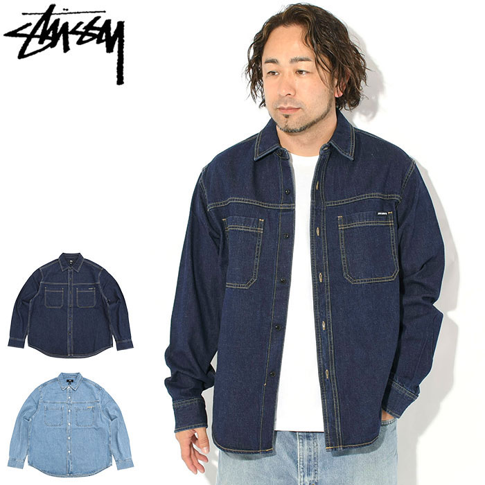 ステューシー STUSSY シャツ 長袖 メンズ Work Denim ( stussy shirt 国産デニム カイハラデニム セルビッジデニム 白耳 カジュアルシャツ トップス メンズ・男性用 1110376 USAモデル 正規 品 ストゥーシー スチューシー ) ice field icefield|ice field(アイスフィールド)