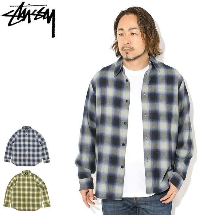 ステューシー STUSSY シャツ 長袖 メンズ Beach Ombre Plaid ( stussy shirt チェック カジュアルシャツ トップス メンズ・男性用 1110391 USAモデル 正規 品 ストゥーシー スチューシー ) ice field icefield|ice field(アイスフィールド)