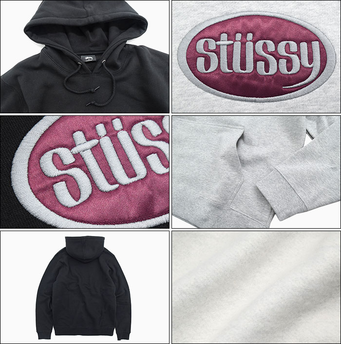 stussy oval applique hoodie