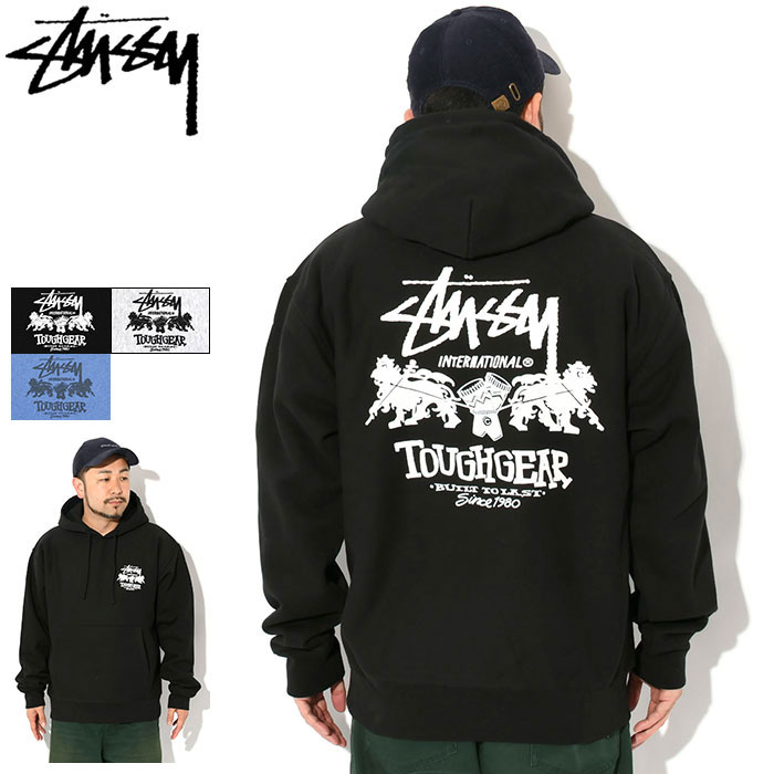 stussy ボアパーカー L STUSSY】 ステューシー 花柄 刺繍 ビッグロゴ パーカー L ☆人気
