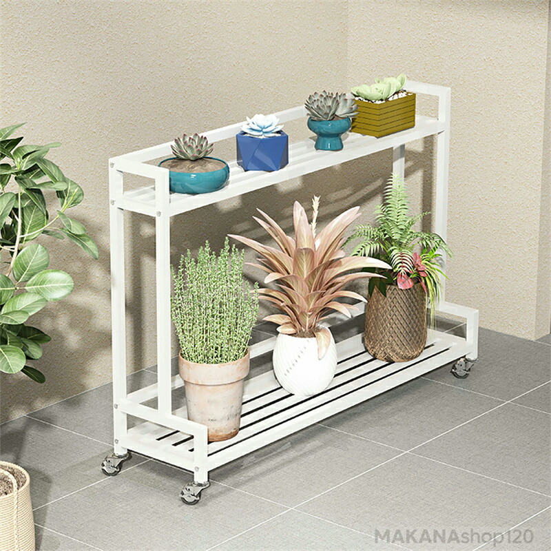 【スーパーSALE！一週間限定10％OFF！】フラワースタンド 花台 プランタースタンド 2段/3段 ガーデンラック 屋外 室内 植木鉢 園芸ラック おしゃれ 花台 幅60/80/100/120cm キャスター付き 錆びない 簡単組み立て 収納ラック ベランダ 玄関 ガーデン 飾り