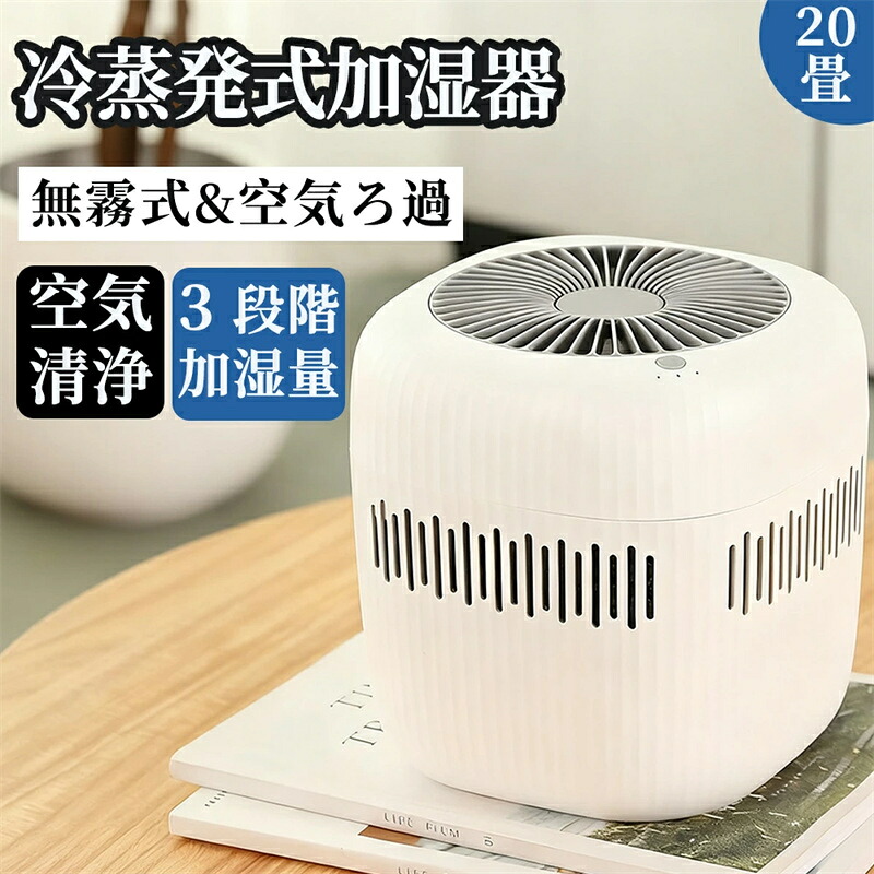 加湿器 大容量 冷蒸発式 【無霧式・マイナスイオン・除菌】2.5L大容量 浄水 上から給水 切タイマー 省エネ USB 給電 空焚き防止 水漏れ防止 花粉 乾燥対策 省エネ 寝室/リビング/オフィス 家庭用 お手入れ簡単