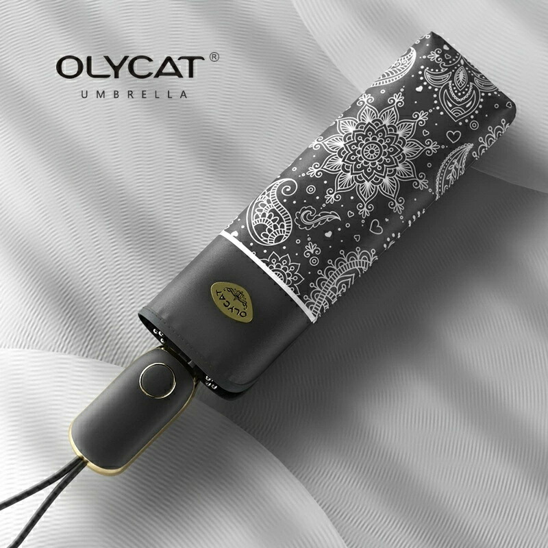 OLYCAT 日傘 折りたたみ傘 UVカット ワンタッチ自動開閉 完全遮光 遮光率100% UPF50+ レディース メンズ 梅雨 おしゃれ 軽量 晴雨兼用 ミニ傘 雨傘 遮光 遮熱 6段折りたたみ 紫外線対策 可愛い 女性用 耐風 丈夫 かわいい ギフト プレゼント 送料無料