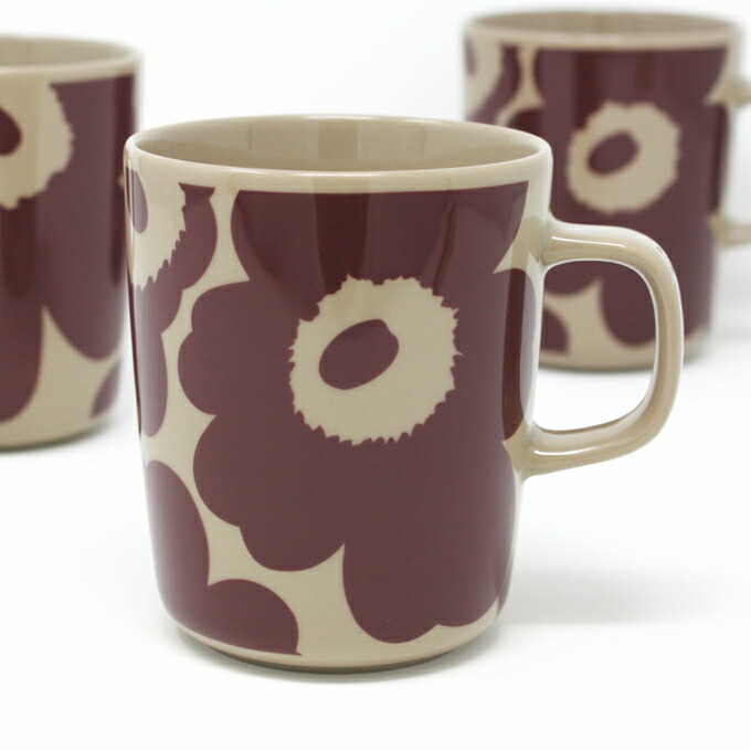 marimekko マリメッコ マグカップ UNIKKO ウニッコ ダークワインレッド 魅力の