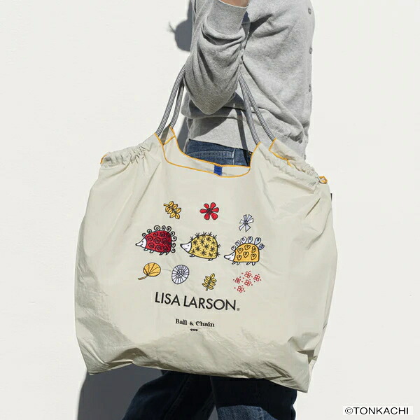 リサラーソン × ボールアンドチェーン ショッピングバッグ Lサイズ はりねずみ Lisa Larson × Ball＆Chain おしゃれ かわいい 人気 エコバッグ 鞄