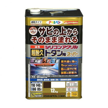 アサヒペン 大屋根用絵の具 油性超耐久シリコンアクリルトタン用 12kg こげ茶【代引不可】 花・ガーデン・DIY-DIY・工具-塗装用品