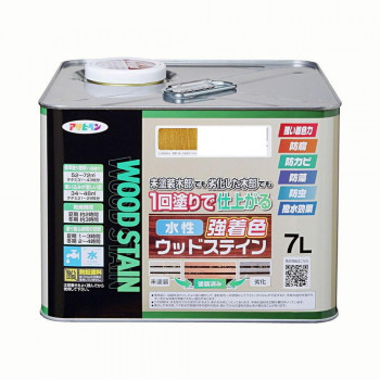 アサヒペン　木部塗料　水性強着色ウッドステイン　7L　オーク　防カビ　防虫　防藻　撥水【代引不可】