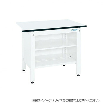 サカエ 一人用作業台CPタイプ ポリエステル天板 900×600×740mm パールホワイト 中棚付 CP-096TW【代引不可】