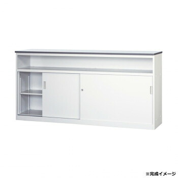 システムカウンター 中棚付ハイカウンター W1800 鍵・棚板2枚付 COM-CVA-18HST-G【同梱・代引き不可】