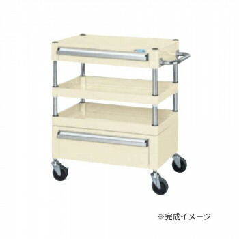 サカエ CSパールワゴン中量タイプ 引出し付 アイボリー CSP-6072ACSEI【代引不可】