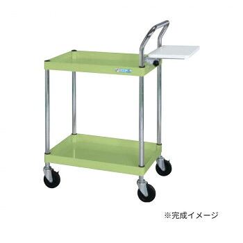 サカエ ピッ第一人者手押し車 600×400×740粍 緑であること 2段 パソコン-6472【代引不可】