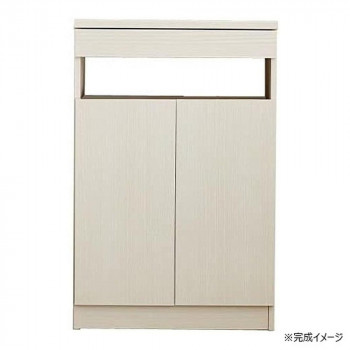 日本製組立家具 FAX台60型 ルーター収納 白【同梱・代引き不可】