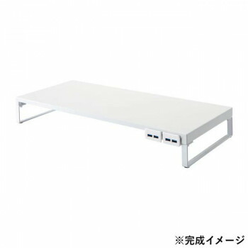 LIHIT LAB.(リヒトラブ)　机上台　幅590mm　USB3.0ハブ付　白　A-7334-0【同梱・代引き不可】